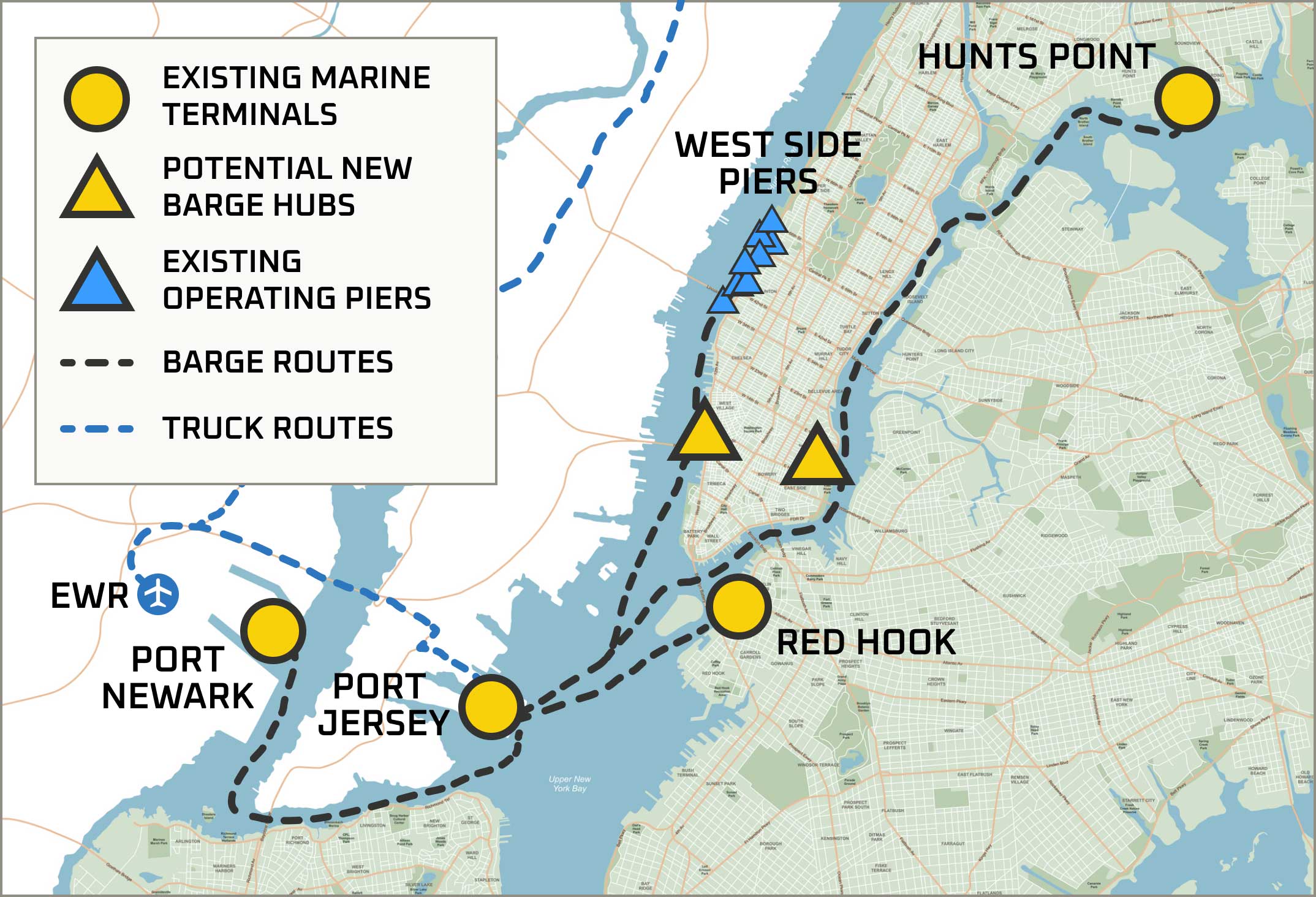 Larg map of NYC waterway